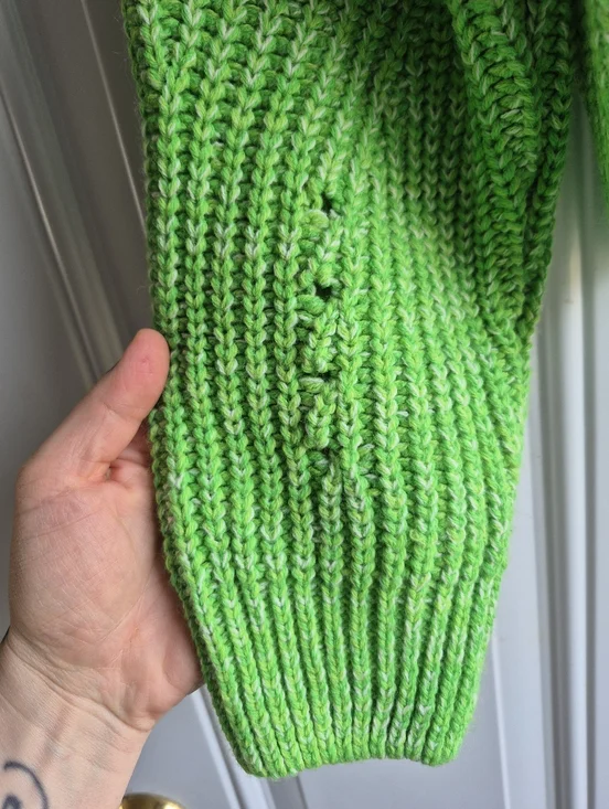 Bright Green Cropped Colorful Knit Button Front Relaxed Fit Cardigan Sweater - Picture 5 of 8